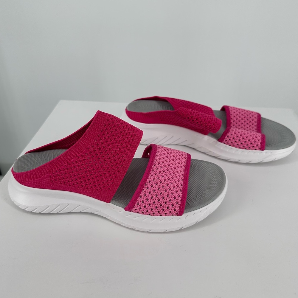 Easy Spirit Davera 2 Open Toe Slip On Slide Sandals in Pink sz 6 Sporty Two Tone